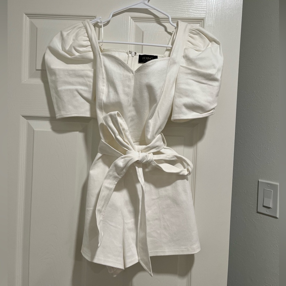 Flying Tomato White Denim Romper